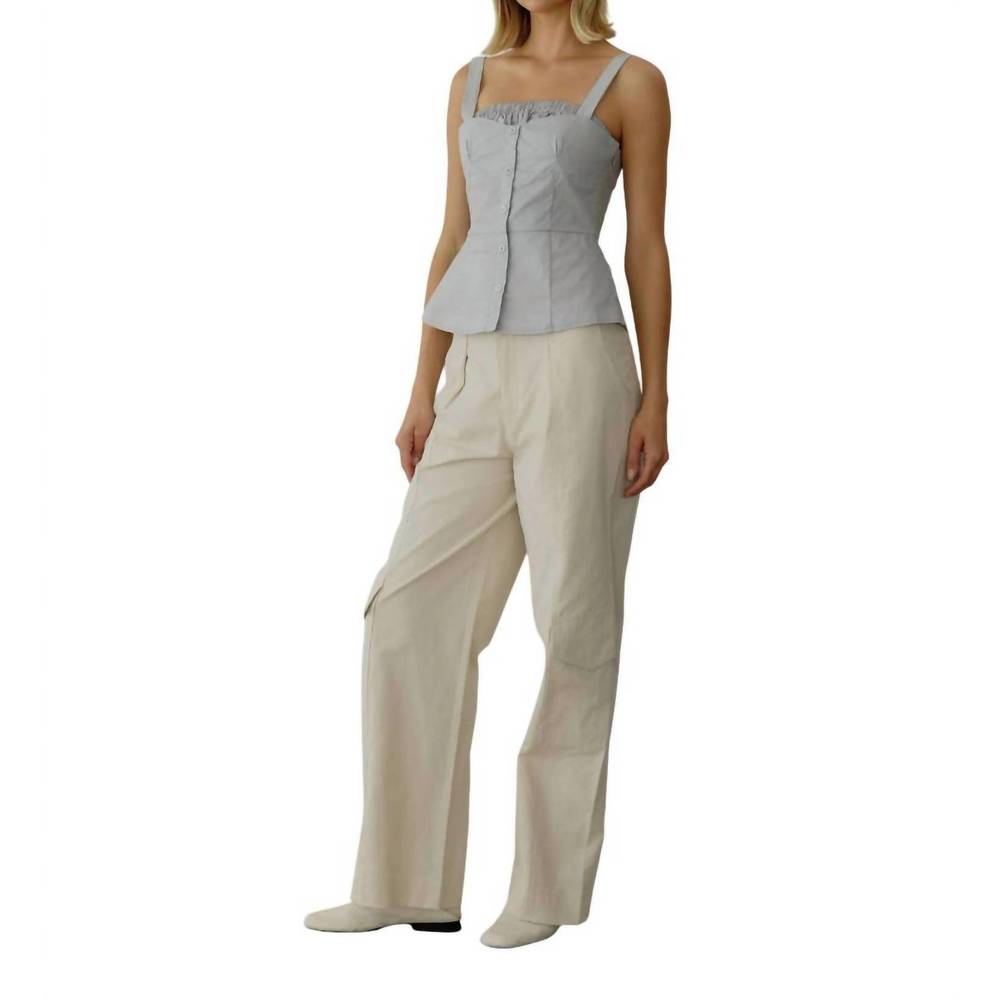 NEW ALL : ROW poplin bustier square neck top in light blue